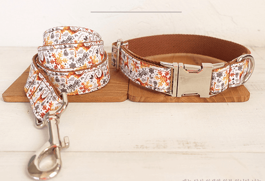 Gold Pattern Set Dog Collar and Leash cjdropshipping