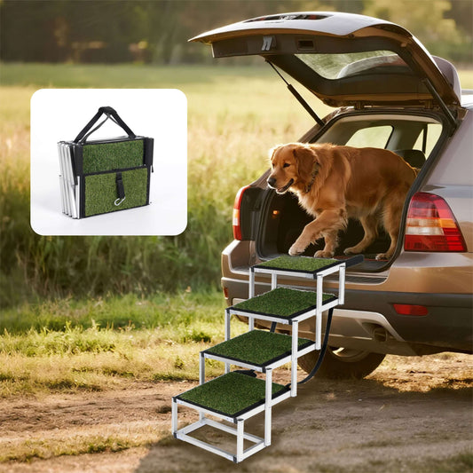Foldable Dog Stairs, Large Dogs with Non-Slip Surface Supports Up to 250lbs