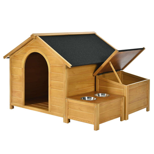 52" Wooden Dog House, Raised Cabin, Natural GIGA