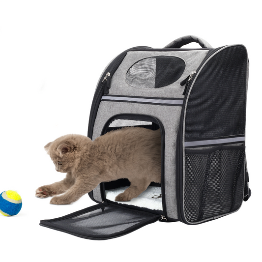 Pet Carrier Backpack, Safety Features and Cushion Back Support, Black supdog