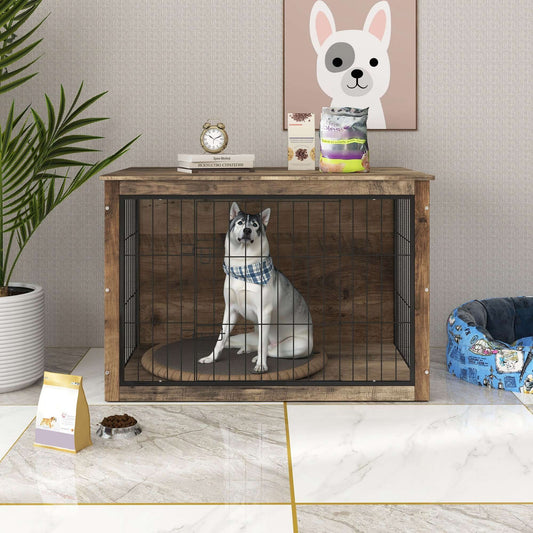 Dog Crate with Double Doors, Wooden