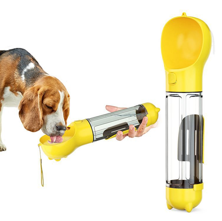 Portable 3 In 1 Multifunctional Dog Water Bottle Feeder Poop Bag Dispenser - supdog