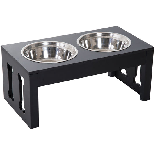 23" Decorative Dog Bone Elevated Feeding Station, Black