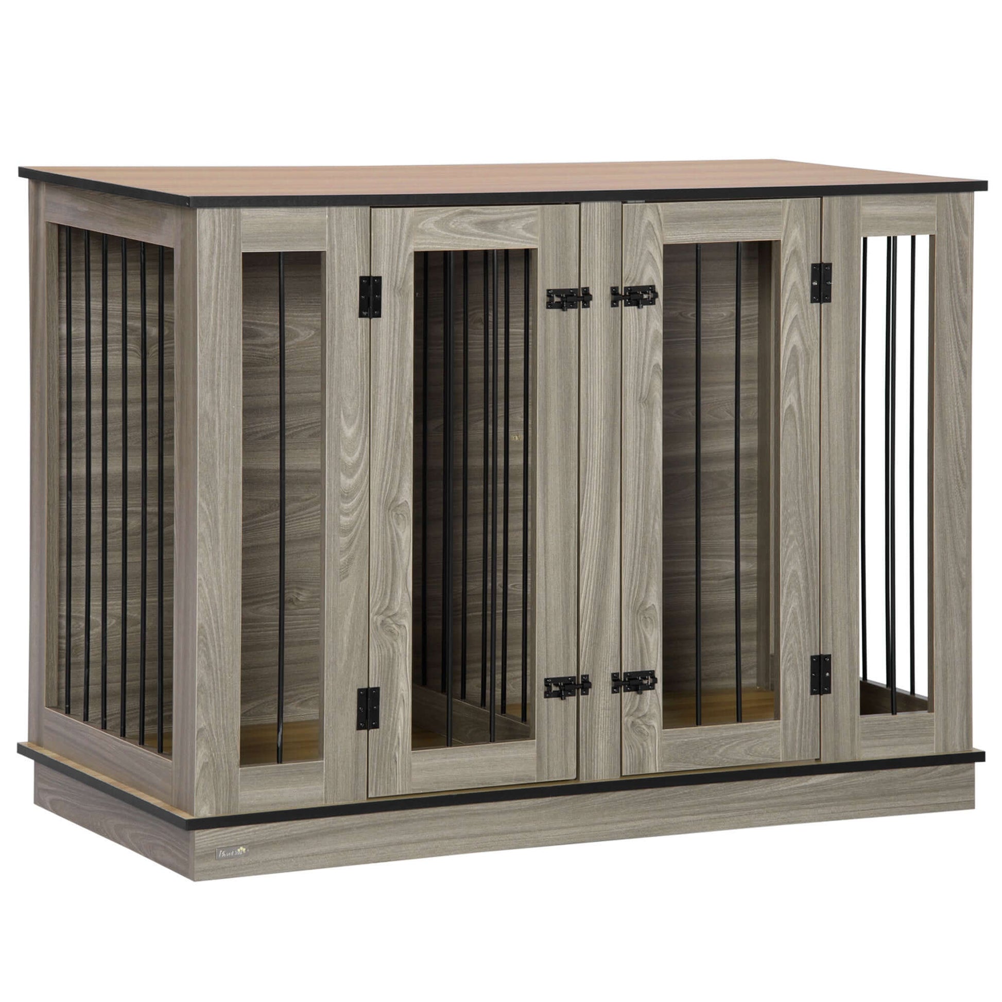 48" Dog Crate with Removable Panel Dark Walnut, Large GIGA