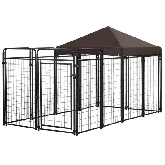 12-Panel Durable Dog Kennel Playpen with Door | Partial Shade Cover GIGA